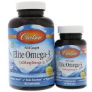 Carlson Labs, Elite Omega-3 Gems, Natural Lemon, 1,600 mg, 90 Soft Gels + 30 Soft Gels Free