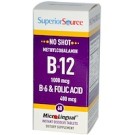 Superior Source, Methylcobalamin B-12, 1000 mcg, B-6 & Folic Acid 400 mcg, 60 MicroLingual Instant Dissolve Tablets