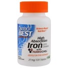 Doctor's Best, High Absorption Iron With Ferrochel, 27 mg, 120 Tablets