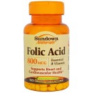 Sundown Naturals, Folic Acid, 800 mcg, 100 Tablets