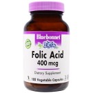 Bluebonnet Nutrition, Folic Acid, 400 mcg, 180 Veggie Caps
