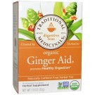 Traditional Medicinals, Digestive Teas, Organic Ginger Aid, Naturally Caffeine Free, 16 Wrapped Tea Bags, 1.13 oz (32 g)